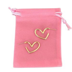 Gold Plated Open Heart Hoop Earrings, Luxurious Holiday Valentine’s Love Gift